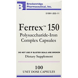 Ferrex -150 Capsules, Prevents Iron Deficiency - 100 Each (1) by WWW.BRECKENRIDGEPHARMA.COM
