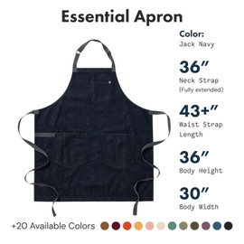 hedley & bennett Essential Apron - Heavy-Duty Denim Kitchen Apron with Pockets & Towel Loop - Professional Chef Workwear for Cooking & Grilling - Jack Navy