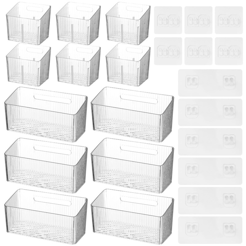12 Pcs Storage Organizer Bins, Wall-Mounted Storage Baskets with Self-Adhesive