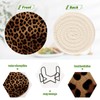 SDMKA Leopard Print 6 Pcs Cotton Woven Coasters with Holder