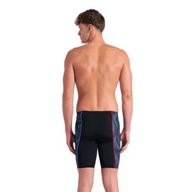 ARENA Men's Standard Fireflow Performance Swim Jammer Sports Knee-Length Swimsuit, Black/Black Multi