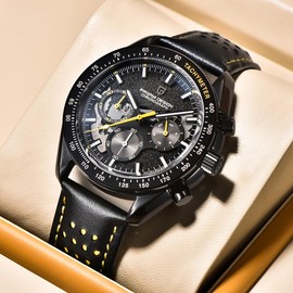 Pagani Design Watch 1779 Men's Chronograph Quartz Watches Moon Frosted Dial VK63 Movement Leather Band 100M Waterproof Fashion Sport Clock