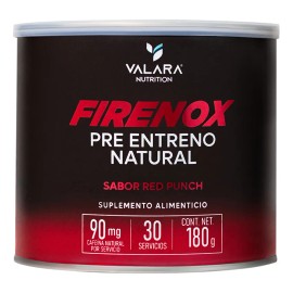 Firenox Red Punch 180 g  Pre-entreno en polvo natural, 30 servicios, con beta-alanina y aminocidos, sabor ponche, para aumentar energa y enfoque...   