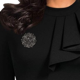 HAISWET Party Black Broach Sprial Flower Crystal Rhinestone Brooch Pin for Women Jewelry