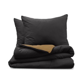 Martex 1C11992 Reversible Twin Size 3-Piece Comforter Set, Black / Beige