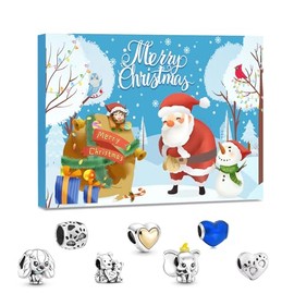 Advent Calendar 2025 Girls, 24 Days Christmas Countdown Calendar with 2 Bracelets and 22Pcs Unique Cartoon Charm Beads, Christmas Gifts for Girls Kids Teens