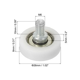 PATIKIL 4pcs 26mm Drawer Roller Plastic Drawer Pulley Replacement Wheel Bearing Small Pulley