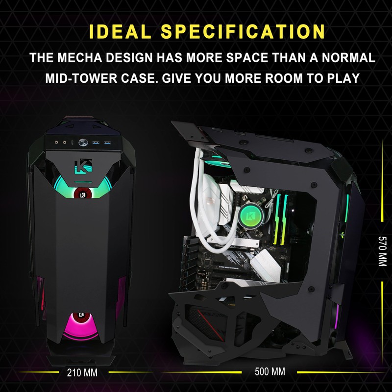 KEDIERS C650 Mech PC Case - ATX Tower Gaming Computer