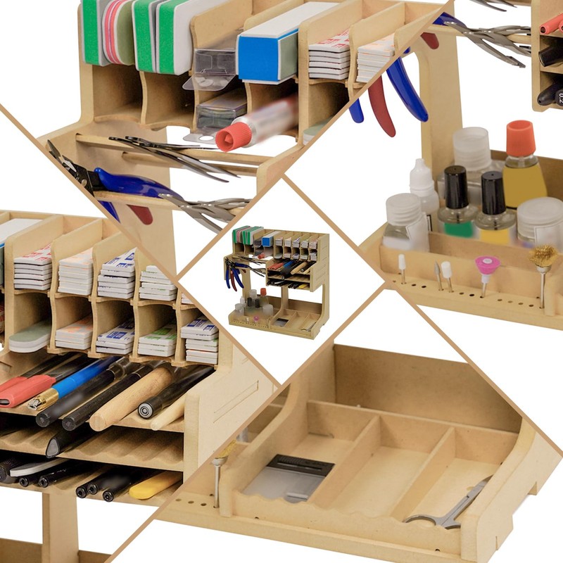 Bucasso Wooden Model Kit Organizer Rack with MDF Material, Paint