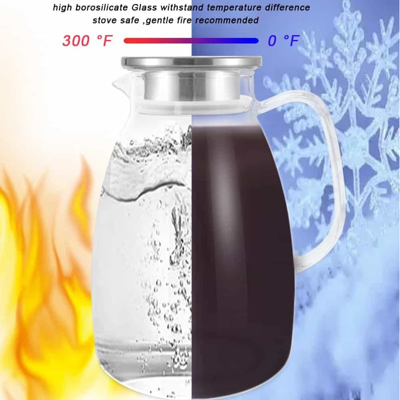 Bunhut Glass Pitcher with Lid,68 oz Water Pitcher for Hot