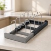 Expandable Kitchen Cabinet Organizer with 7 Adjustable Stainless Steel Dividers
