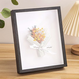 7X5 Photo Frames Box Frame - Shadow Box 5X7 for Tabletop and Wall Wooden 3D Display Boxes for Crafts Flowers (Black,3CM)