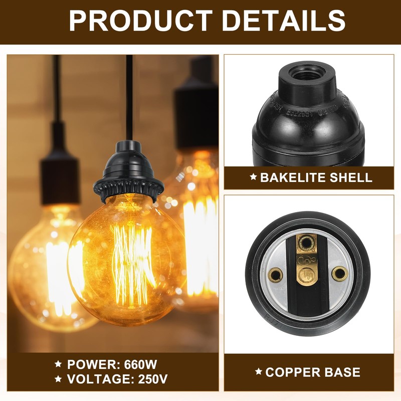 MECCANIXITY E26 E27 Light Socket, 16pcs 250V 660W 3A Lamp