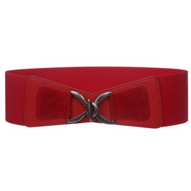 Women's 3" (75 mm) Wide High Waist Fashion Stretch Belt, Red | m/l (32"-34" waist)