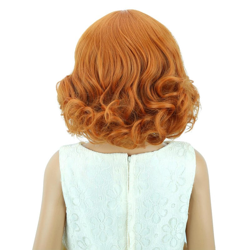 Ginger Wig Short Ginger Wavy Curly Wig for Halloween Cosplay