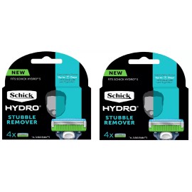Schick Hydro Stubble Remover Razor Cartridges, 4 ct (Fits Hydro5) (2 pack)