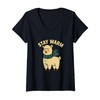 Womens Stay Warm Winter Llama Funny Animal Graphic V-Neck T-Shirt