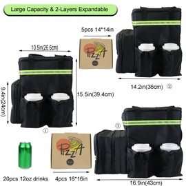 MEODOASSY Food Delivery Backpack,17"x17"x16" Insulated Pizza Delivery Backpack,Large Motorcycle Food Delivery Bag for Bike with 4 Pockets for Uber Eats, Doordash