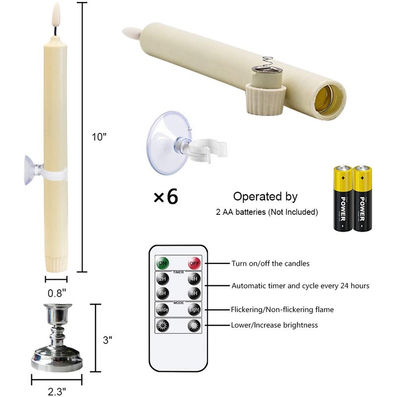 GenSwin Window Flameless Taper Candles with Remote & Timer, Battery