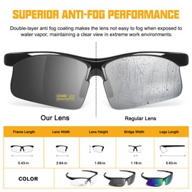 OXG Anti Fog Safety Glasses for Men Women, ANSI Z87.1 Unisex Safety Sunglasses Protective Eyewear Impact Resistant Eye Protection for Work, Lab, Construction