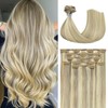 Honsoo Extensiones de cabello natural rubio decolorado mixto, 50,8 cm,