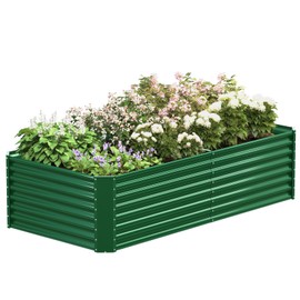 FRIZIONE 8FT(L)×4FT(W)×2FT(H) Raised Garden Bed Outdoor for Flower, Garden Planter Box for Vegetable, Raised Garden Beds for Herb, Succulent, Dark Green