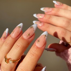 Quaferen Oval Nail Tips Medium: 240pcs Pre-shape Acrylic Fake Round Nail Tips - 12 Sizes Soft Gel Full Cover Clear Gelly Press on False Tip for Nail Extension Salon Home