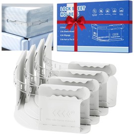 Bed Sheet Holder with Lock Strips - Heavy Duty Bed Sheet Corner Fastener Keep Sheets Firm & Tight, Bed Sheet Holder Straps Fit Any Bed, No More Loose Sheets, Easy Installation - White