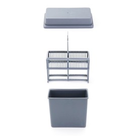 QWORK Microscope Slides Staining Jar and Rack, 10 Pack 24-Slots, Grey