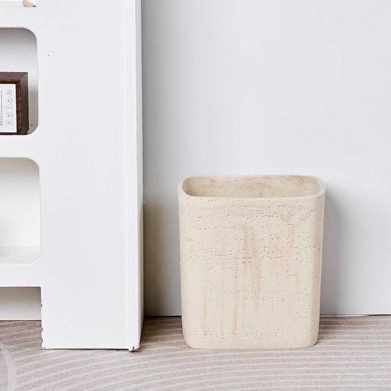 Polytree Natural Travertine Textures Bathroom Trash Can 1.8 Gallon(7 Liter)