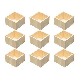 6 Pack 4.7 Inch Square Wood Box Unfinished Small Wooden Boxes for Crafts (Outer 4.7X 4.7X 3 in,Interior 4 x 4 x 2.9 in)
