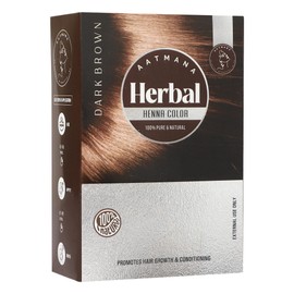 AATMANA Herbal Dark Brown Henna Hair Color with Goodness of 9 Herbs | Dark Brown Henna Mehndi for Hair, Make Hair Soft & Shiner Natural Hair Color for Men & Women 100g