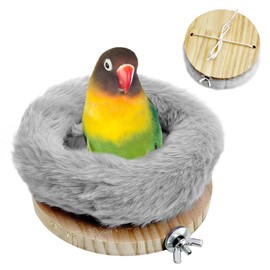 Hamiledyi Bird Soft Nest for Cage Plush Parrot Hammock Breeding Bird House Bird Bed for Parakeet Lovebird Cockatoos Conure Canary Finch Quaker(Grey)
