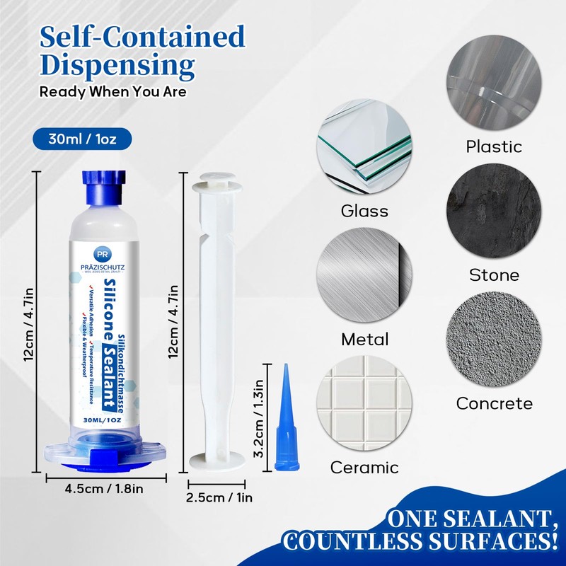 PRAZISCHUTZ RTV Silicone Adhesive Sealant - High Temperature & Waterproof