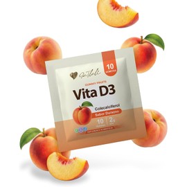 Vitamina D3 Gomitas Ga Tlali - Suplemento en Gomita Sabor Durazno - Aporte Diario de Colecalciferol para Adultos - 10 Gomitas por Envase - sin Gluten ni Lactosa - con Grenetina