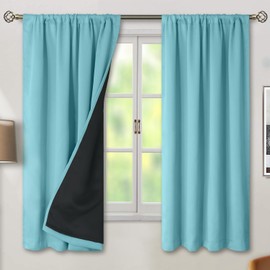 BGment Full Blackout Curtains for Bedroom 63 Inch Length 2 Panels Set, Thermal Insulated Room Darkening Noise Canceling Living Room Curtains with Rod Pocket, Each Panel 42 Inch Wide, Cashmere