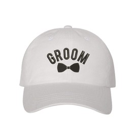 Groom Baseball Hat - Bachelor Party Hats - Honeymoon Caps (White)
