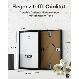 Heimlich® 2 x Picture Frames, 13 x 18 cm, Black Metal Frame, Pack of 2, Document Frame, Small Collage, Metal Frame, Aluminium Picture Frame, Photo Frame