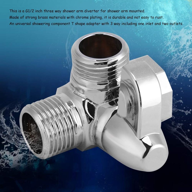 Three-Way Shower Diverter 3 Way Brass Chrome Diverter G 1/2"