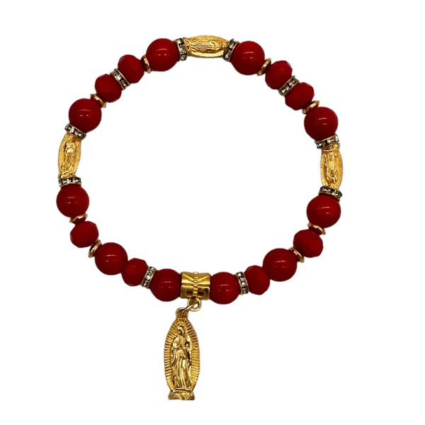 Lady Guadalupe Rosary Bracelet Red - Baptism Favor/Virgen De Guadalupe/Christening