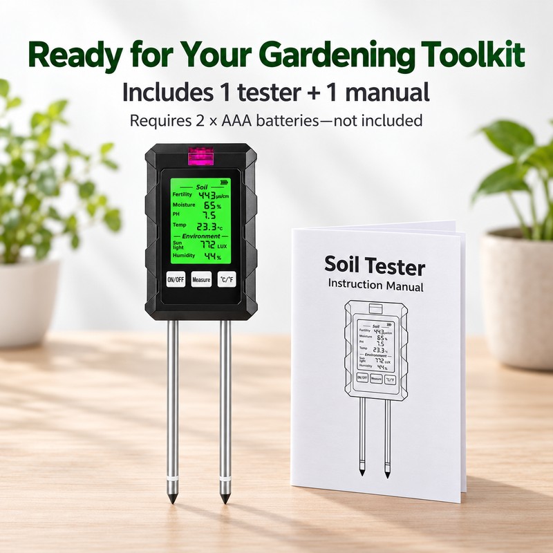 6-in-1 Digital Soil Tester – pH, Moisture, Fertility, Temperature, Humidity