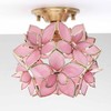 Bieye S10833 Tiffany Style Stained Glass Flower Petal Lampshade (Pink,