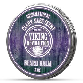 Viking Revolution - Bálsamo para barba con aroma a salvia y aceite de argán y jojoba, estilos, fortalece y suaviza barba y bigotes