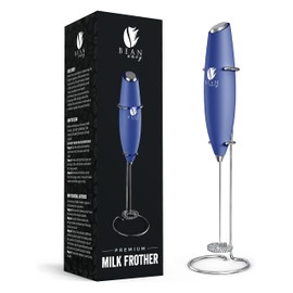Bean Envy Milk Frother, Coffee Stirrers, Frother Wand, Milk Frother Handheld, Frother with stand, Hand Blender for Coffee, Lattes, Cappuccino, Matcha and Hot Chocolate – Kitchen Gifts - Blue