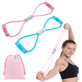 COWANIEE 2 Pcs Figure 8 Resistance Band,Resistance Bands with Handle,Exercising Arms Chest Shoulders Trainer