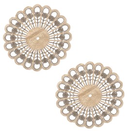 TEYOON 2 Pieces 10 Inch Doilies Crochet Handmade Coasters Round Placemat Rustic Table Doilies Decors for Kitchen Dining Room Party Dressers Dream Catcher Decoration, Golden Black Chamomile