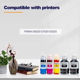 LAIPENG GI-20 GI20 Ink Refill Bottles Compatible for Canon PIXMA G6020 G7020 G5020 Printers 5 Color Multipack (BK*2/C/M/Y)