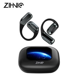 ZIHNIC S18  On Ear Headphones,Smart Touch Screen Wireless Bluetooth 5.4 Earbuds, Custom Screen Wallpaper Charging Case With LED Display, Noise Reduction, IPX5 Waterproof Suitable for Daily Exercise Earbuds - Color: Black