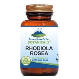 Pure Mountain Botanicals Rhodiola Rosea Supplement - 60 Kosher Vegan Capsules with 250mg Rhodiola Root Extract