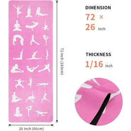 SNAKUGA Travel Yoga Mat, Non Slip Exercise Suede Mat with Carry Bag, All-Purpose Fitness Mat with High Density Anti-Tear Surface for Women, Ideal for Pilates Workout (72'' x 26'' x 1.5mm Thick)